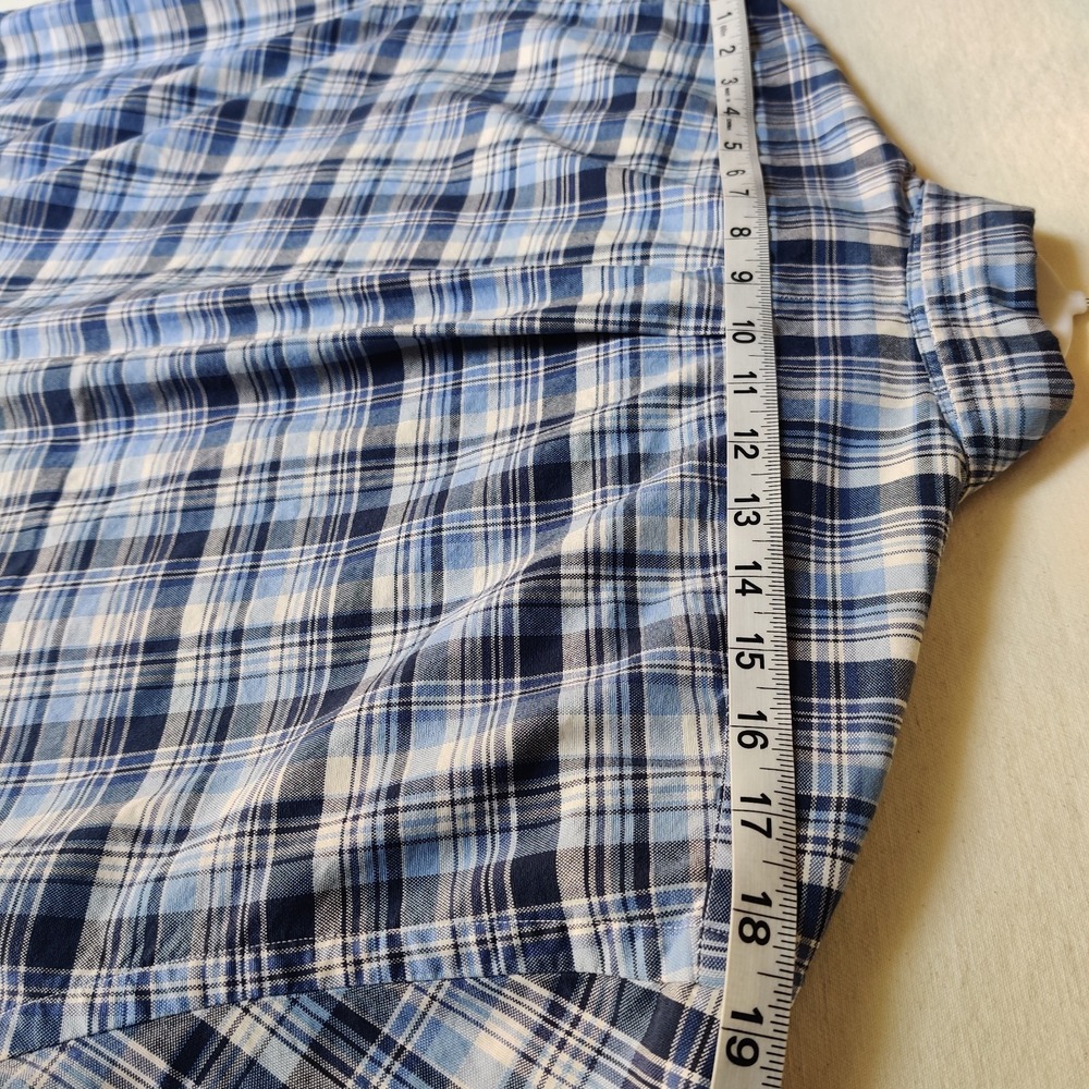 Ralph Lauren Men's 100% Cotton Blue Plaid Short Sleeve Button Down Shirt Size XL - Picture 10 of 14
